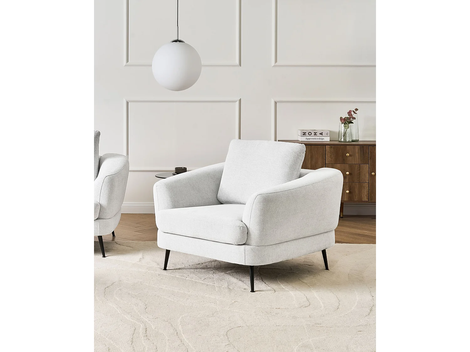Fauteuil KJAER Tissu Blanc cassé