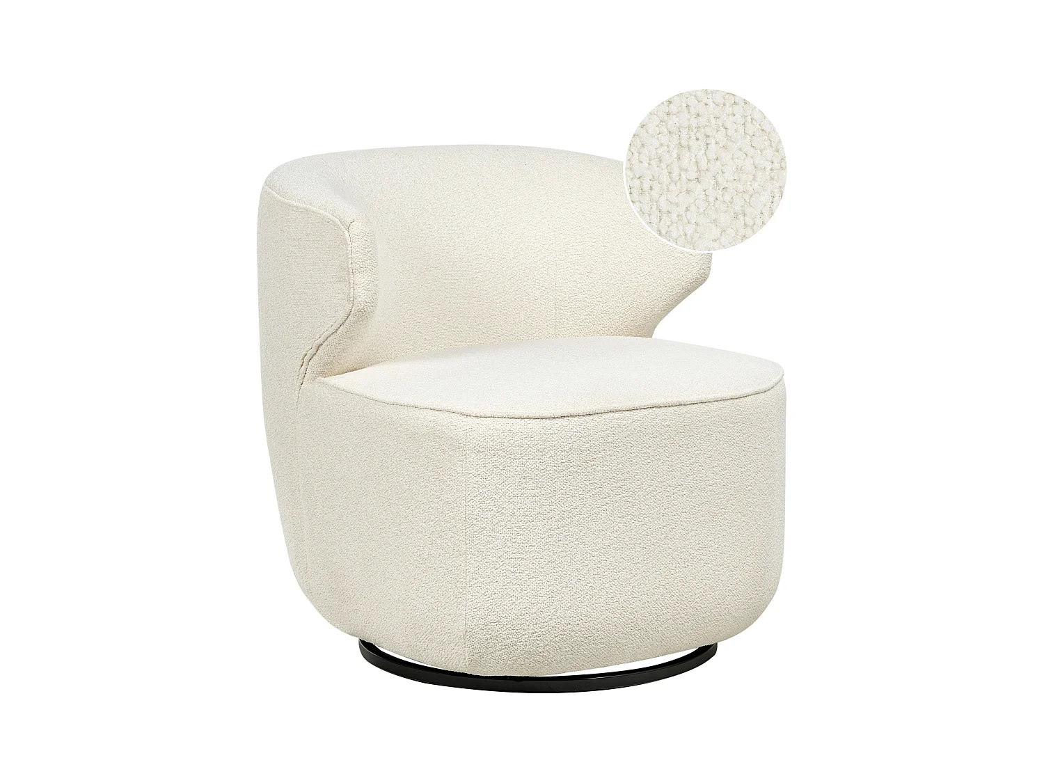 Fauteuil pivotant MOLLEBY Bouclé Blanc cassé