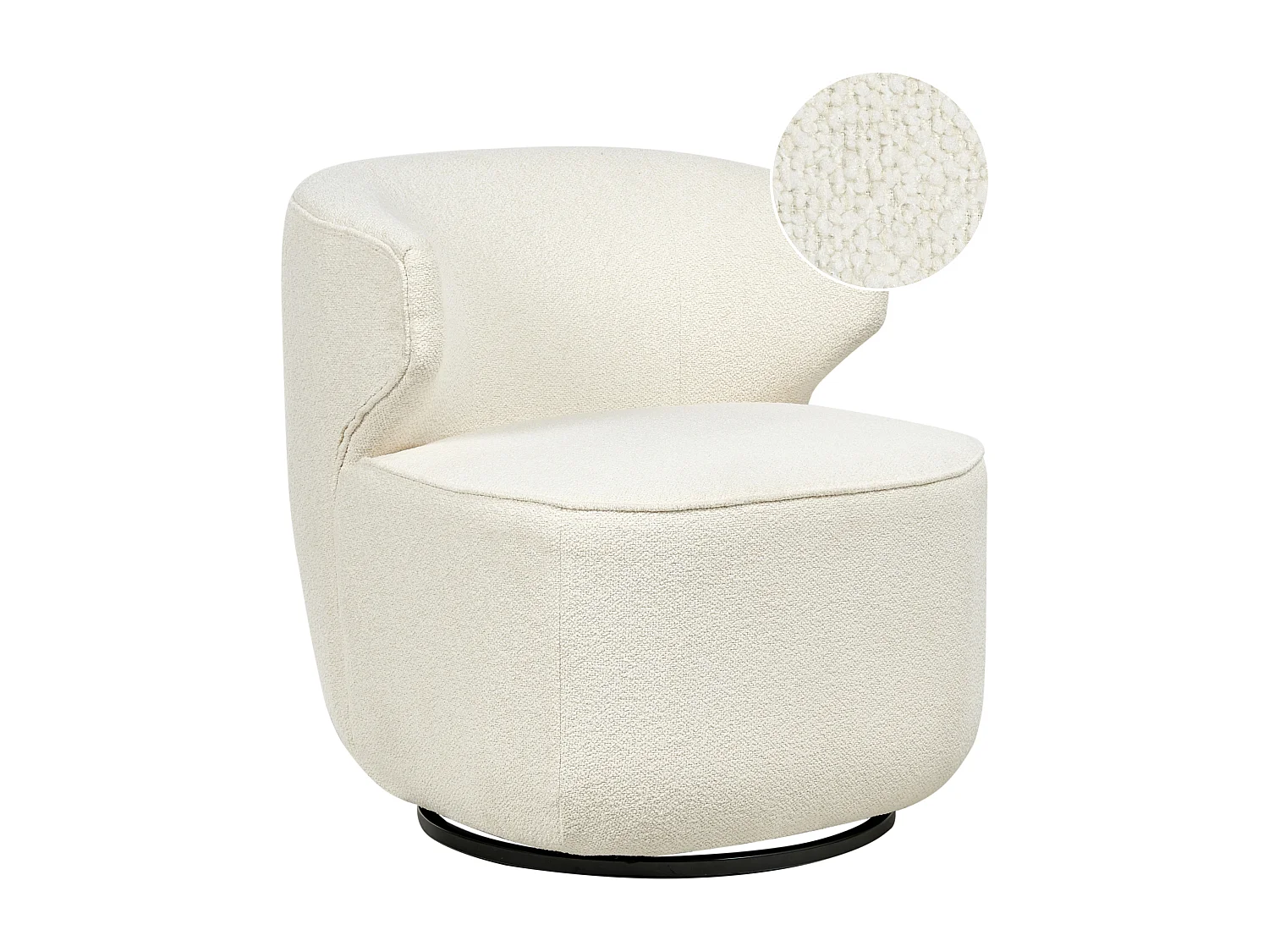 Fauteuil pivotant MOLLEBY Bouclé Blanc cassé