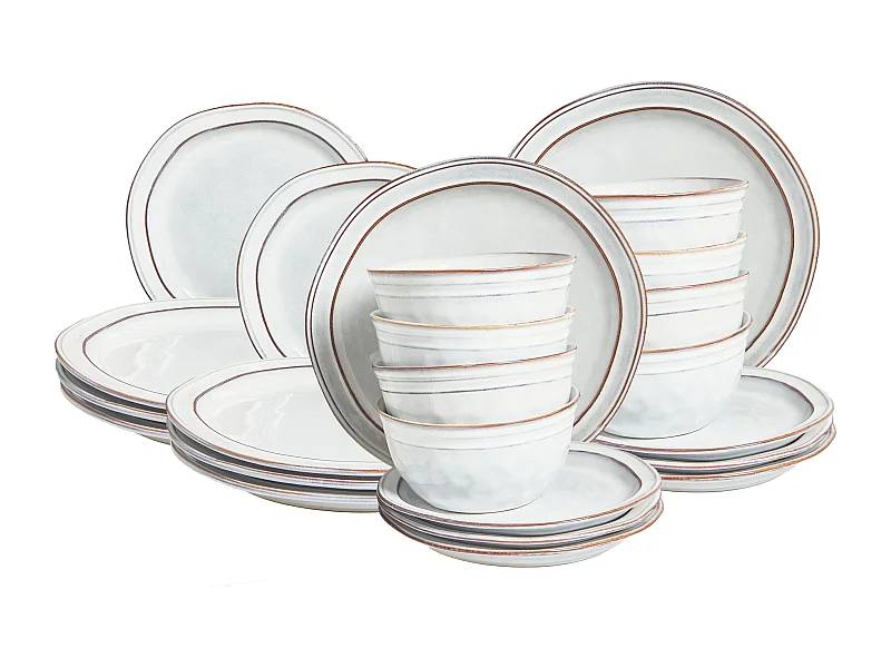 Set de 24 couverts de table CHIVES Grès Gris clair