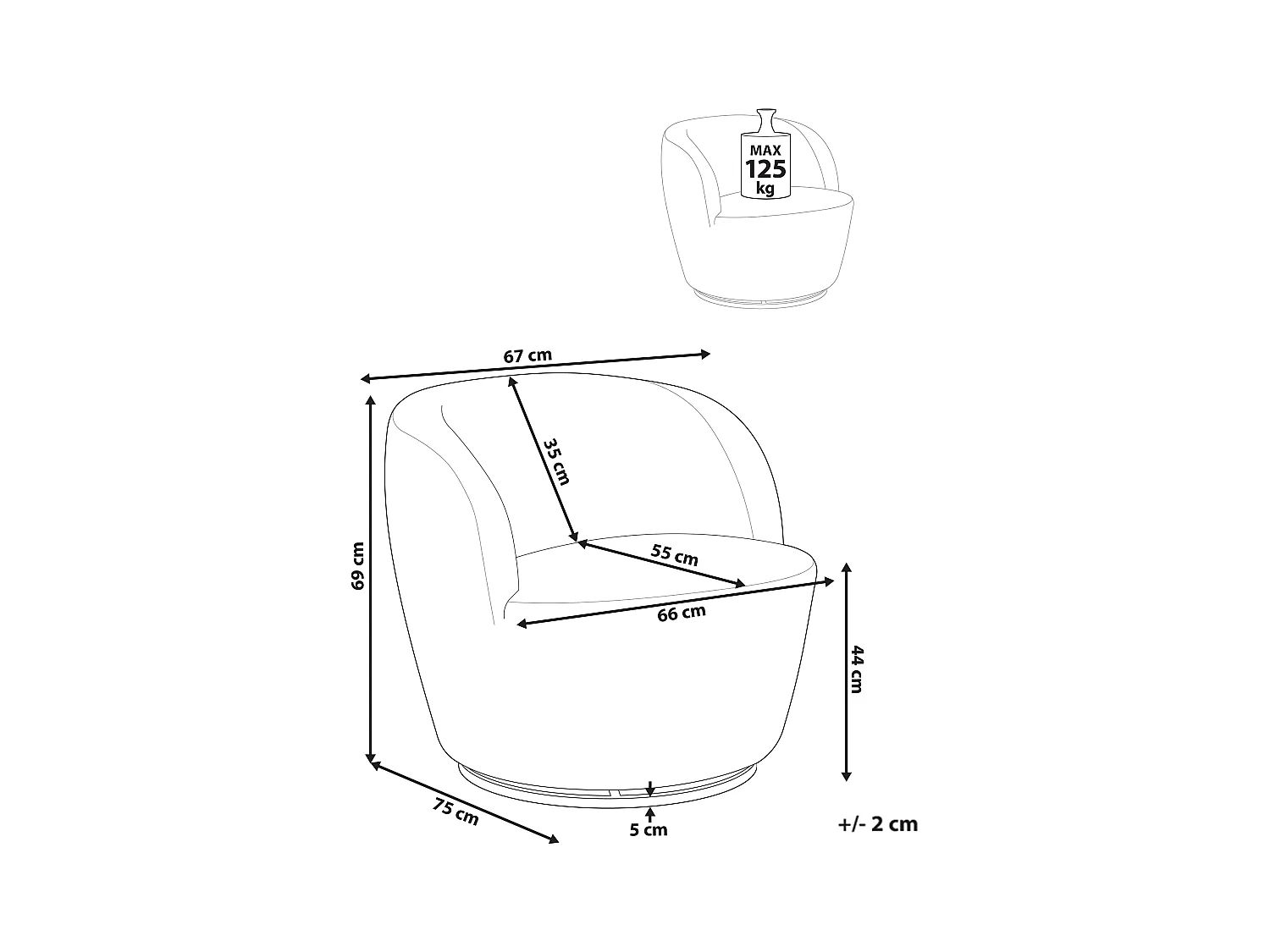 Fauteuil pivotant KUOLPA Tissu chenille Beige