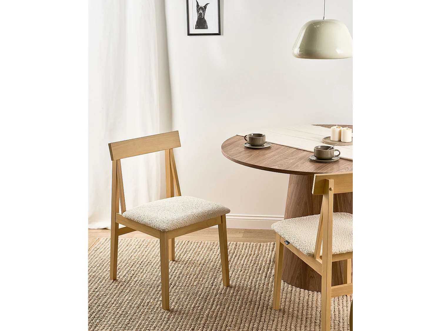 Lot de 2 chaises de salle à manger ISLE Bois Marron clair/beige