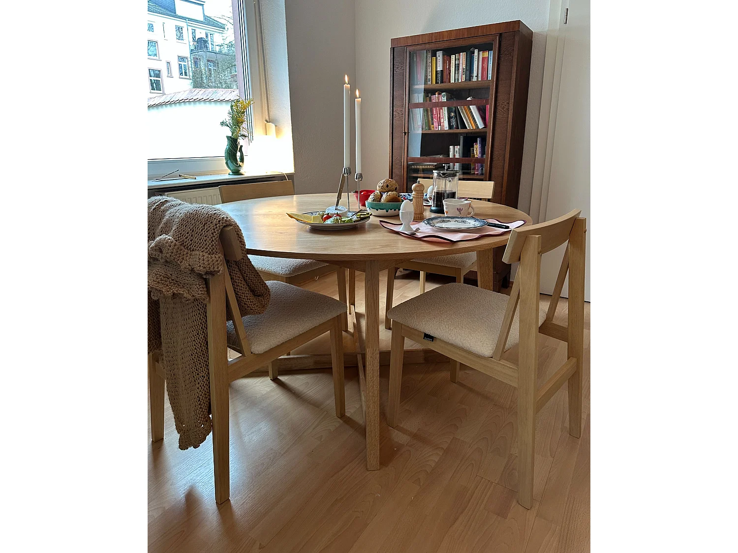 Lot de 2 chaises de salle à manger ISLE Bois Marron clair/beige