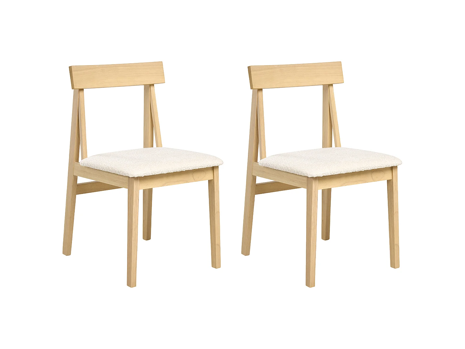 Lot de 2 chaises de salle à manger ISLE Bois Marron clair/beige