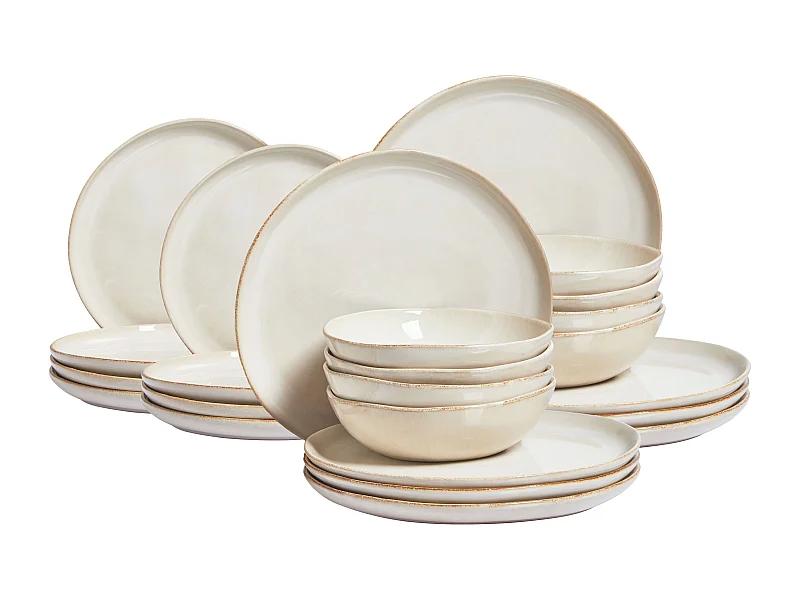 Set de 24 couverts de table HOPS Grès Beige clair