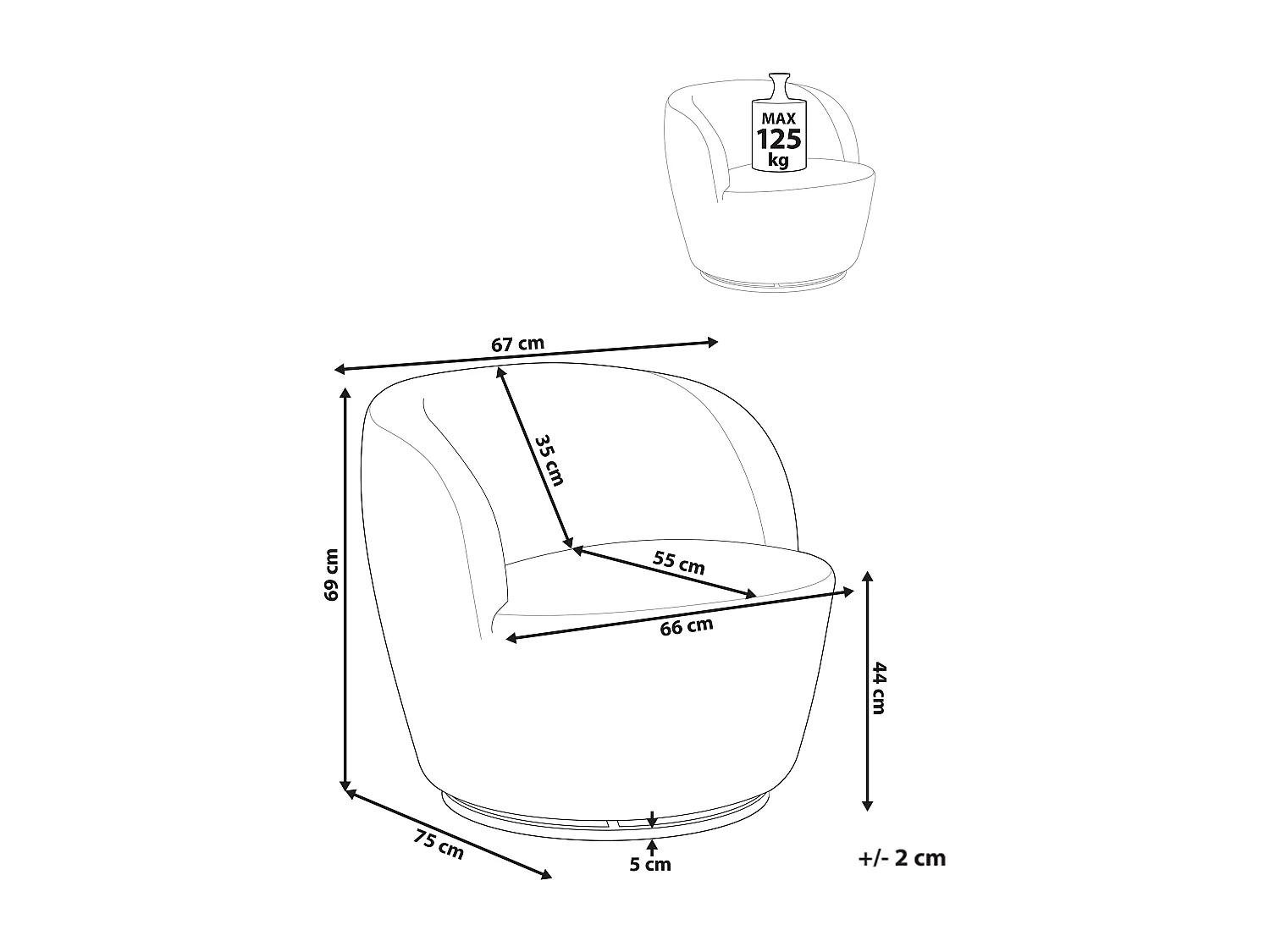 Fauteuil pivotant KUOLPA Tissu chenille Blanc cassé