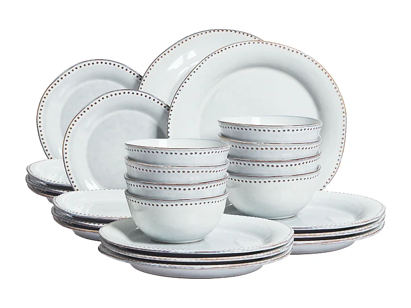 Set de 24 couverts de table CHERVIL Grès Bleu clair