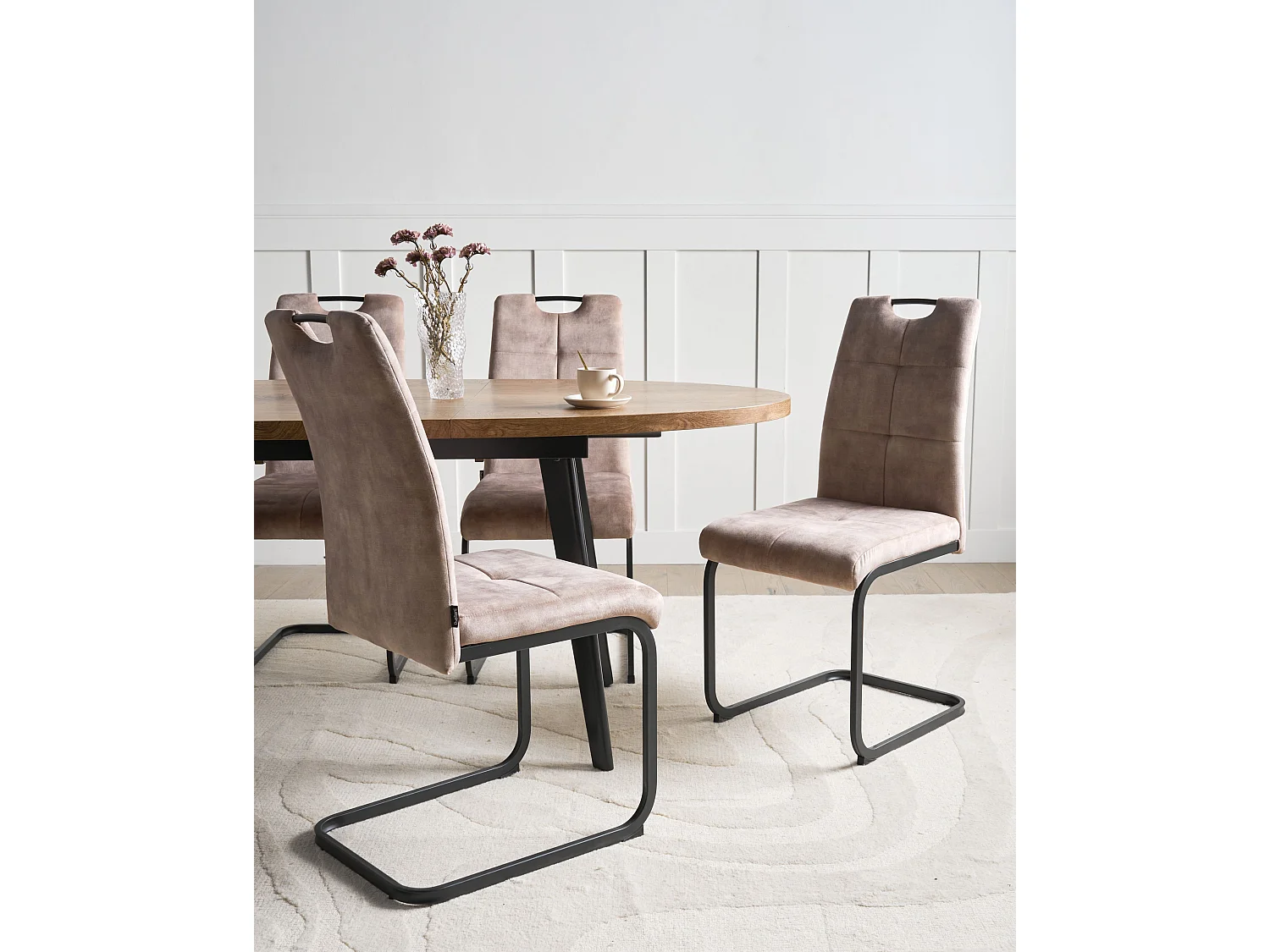 Lot de 4 chaises de salle à manger CISCO Tissu Taupe