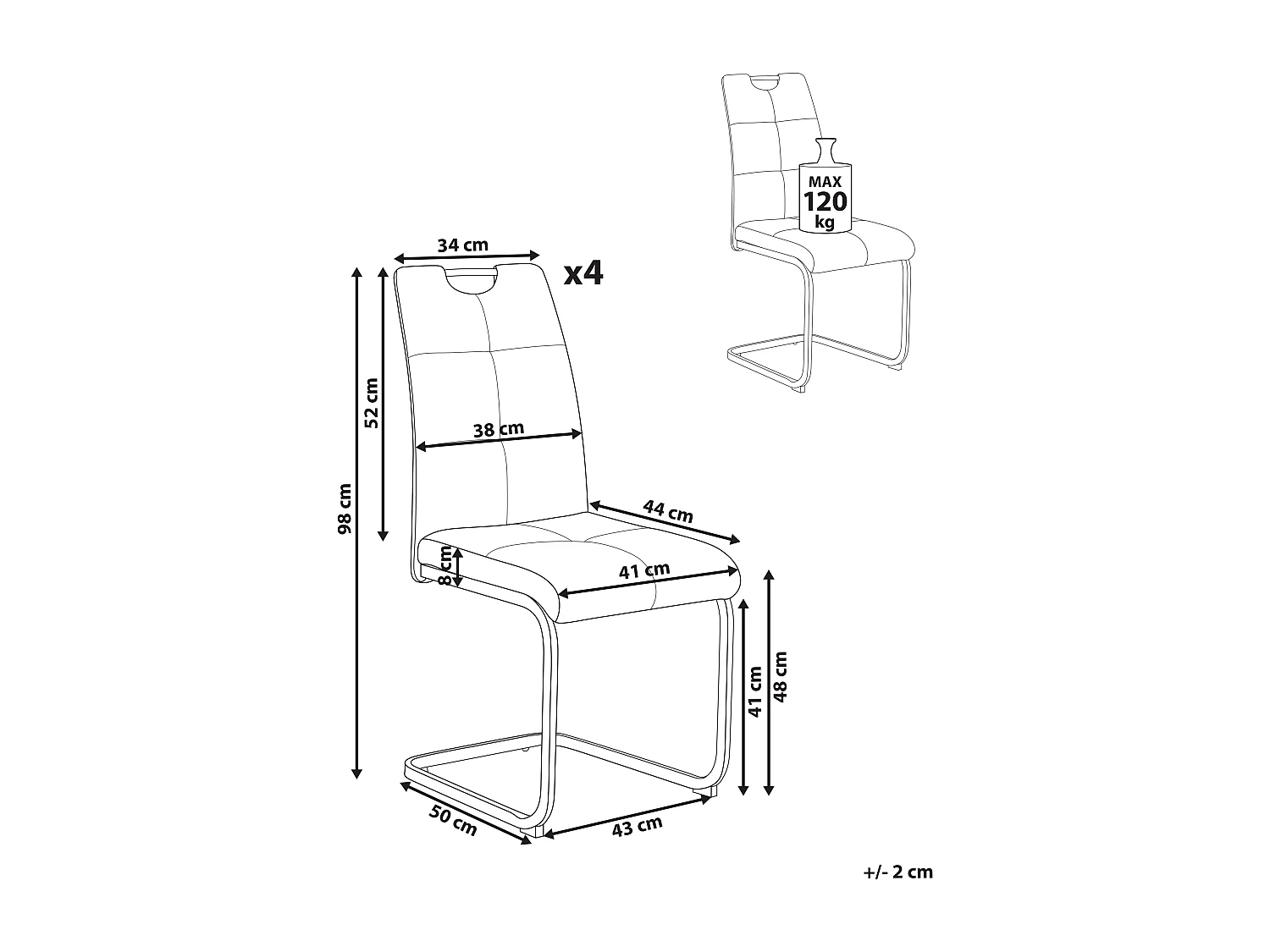 Lot de 4 chaises de salle à manger CISCO Tissu Taupe