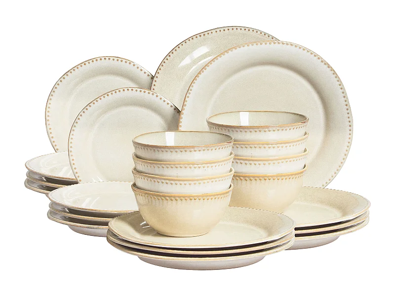 Set de 24 couverts de table CHERVIL Grès Beige clair