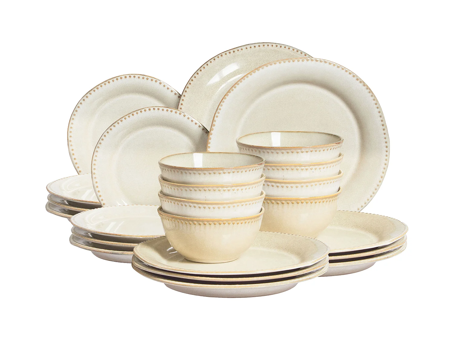 Set de 24 couverts de table CHERVIL Grès Beige clair