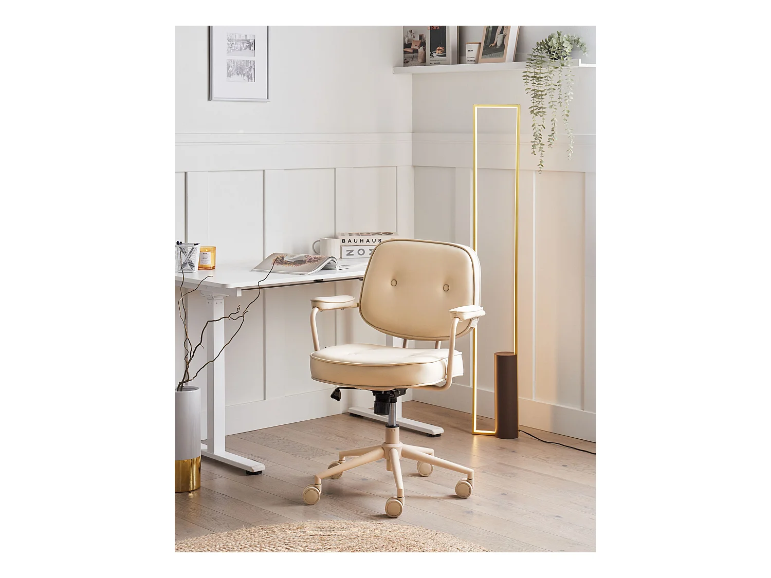 Chaise de bureau PARAMUS Cuir PU Beige