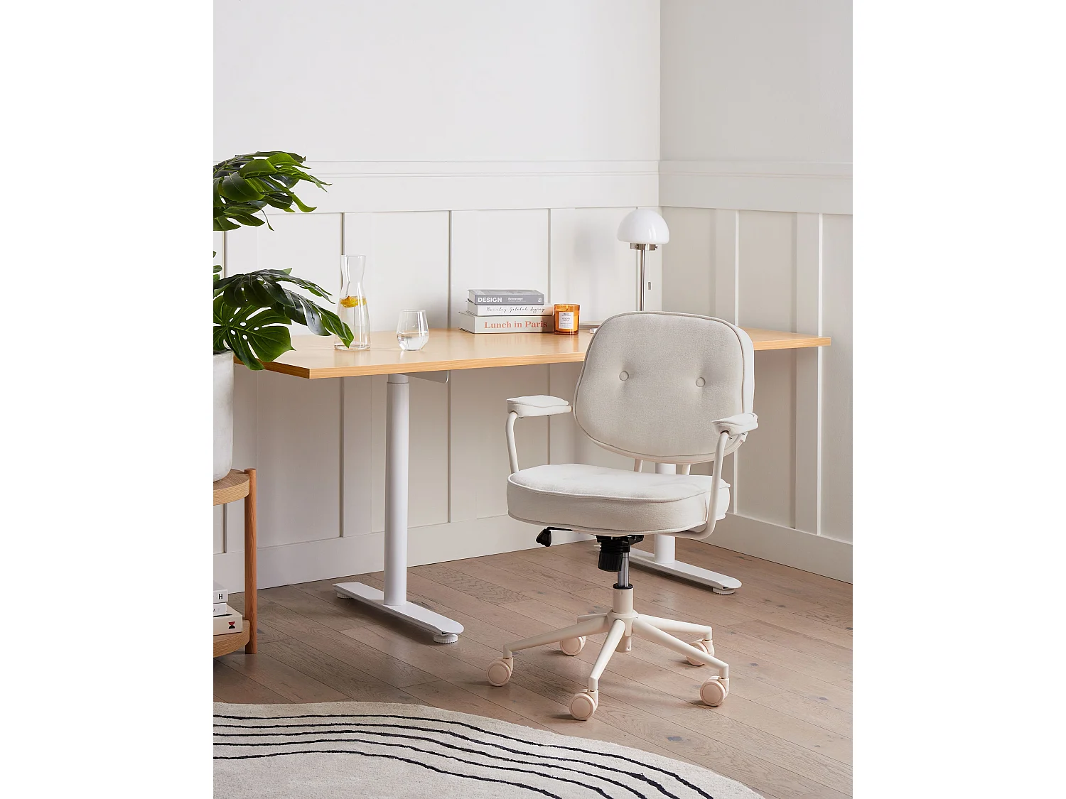 Chaise de bureau PARAMUS Tissu Blanc cassé