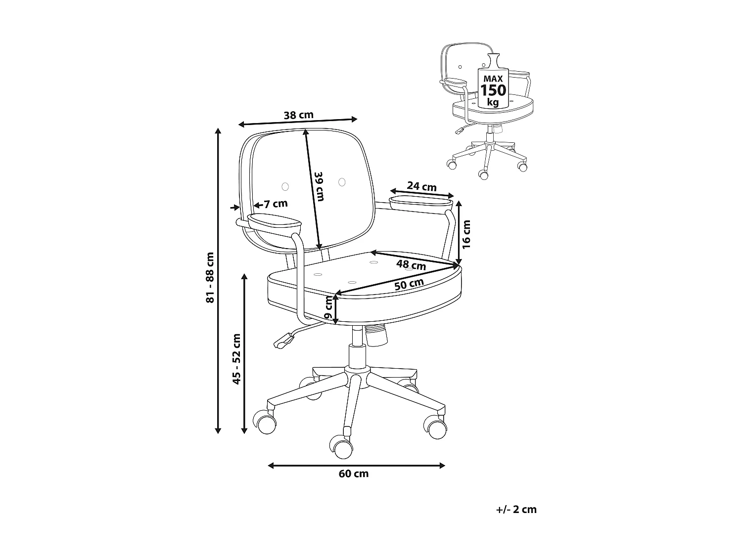 Chaise de bureau PARAMUS Tissu Blanc cassé