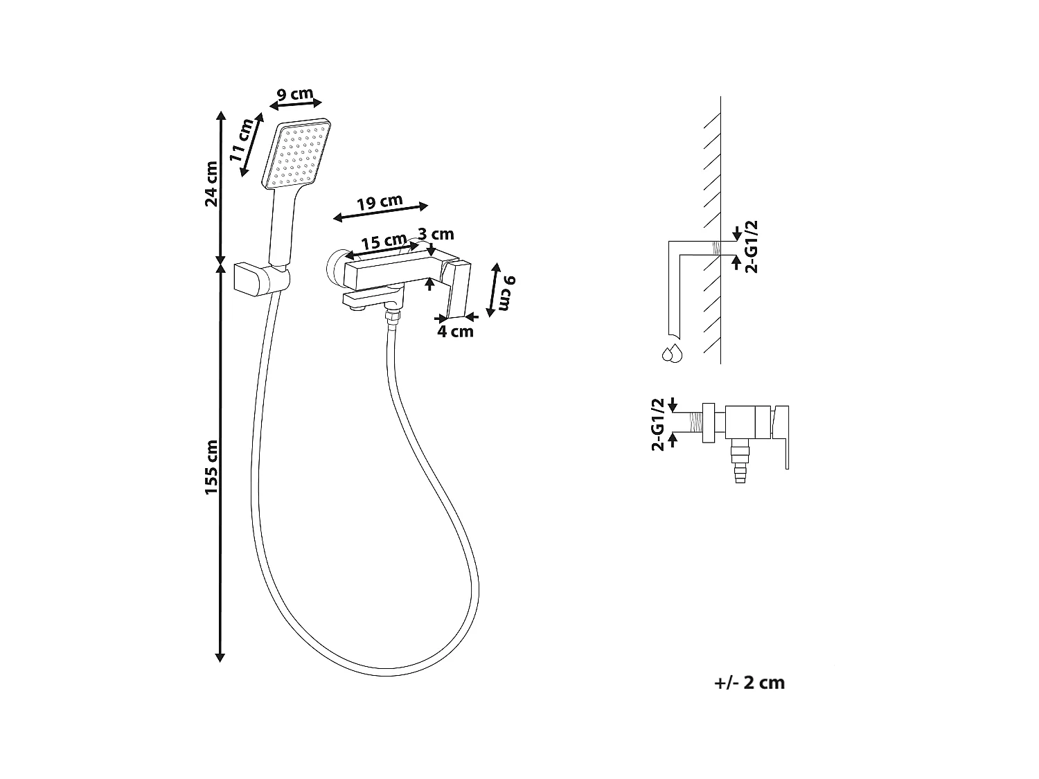 Robinet de douche mural BALNEARIO Argenté