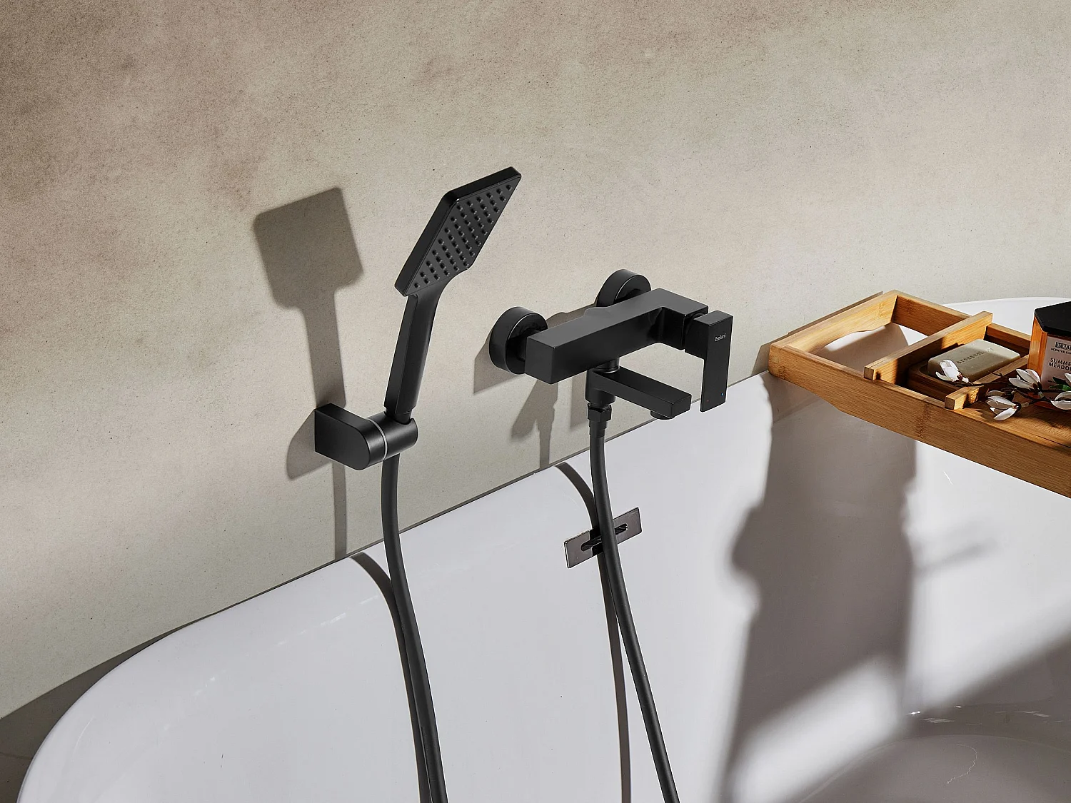 Wall Mounted Bath Shower Mixer Tap BALNEARIO Black