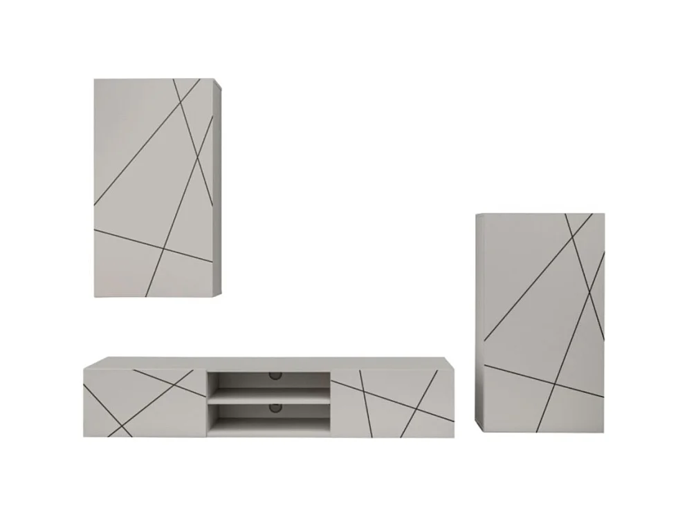 Composición mural DASH – Mueble para TV, cajón mural y armario de almacenaje – Acabado Cashmere