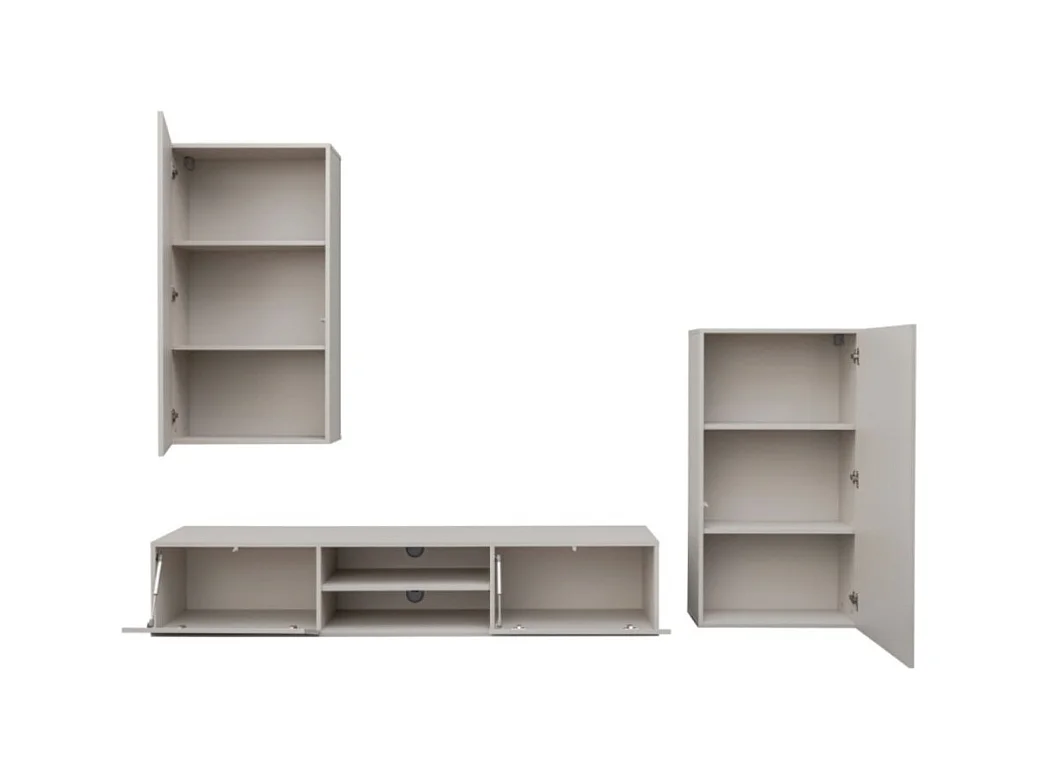 Composición mural DASH – Mueble para TV, cajón mural y armario de almacenaje – Acabado Cashmere