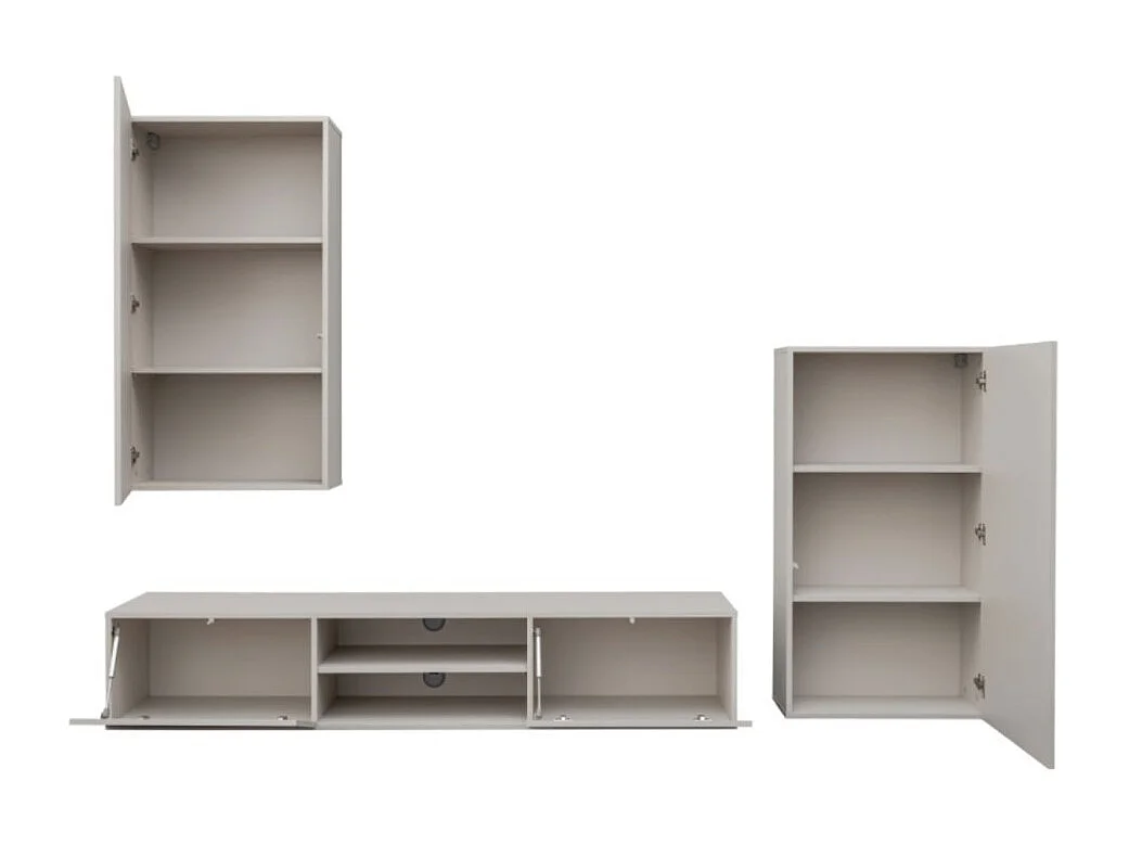 Composición mural DASH – Mueble para TV, cajón mural y armario de almacenaje – Acabado Cashmere
