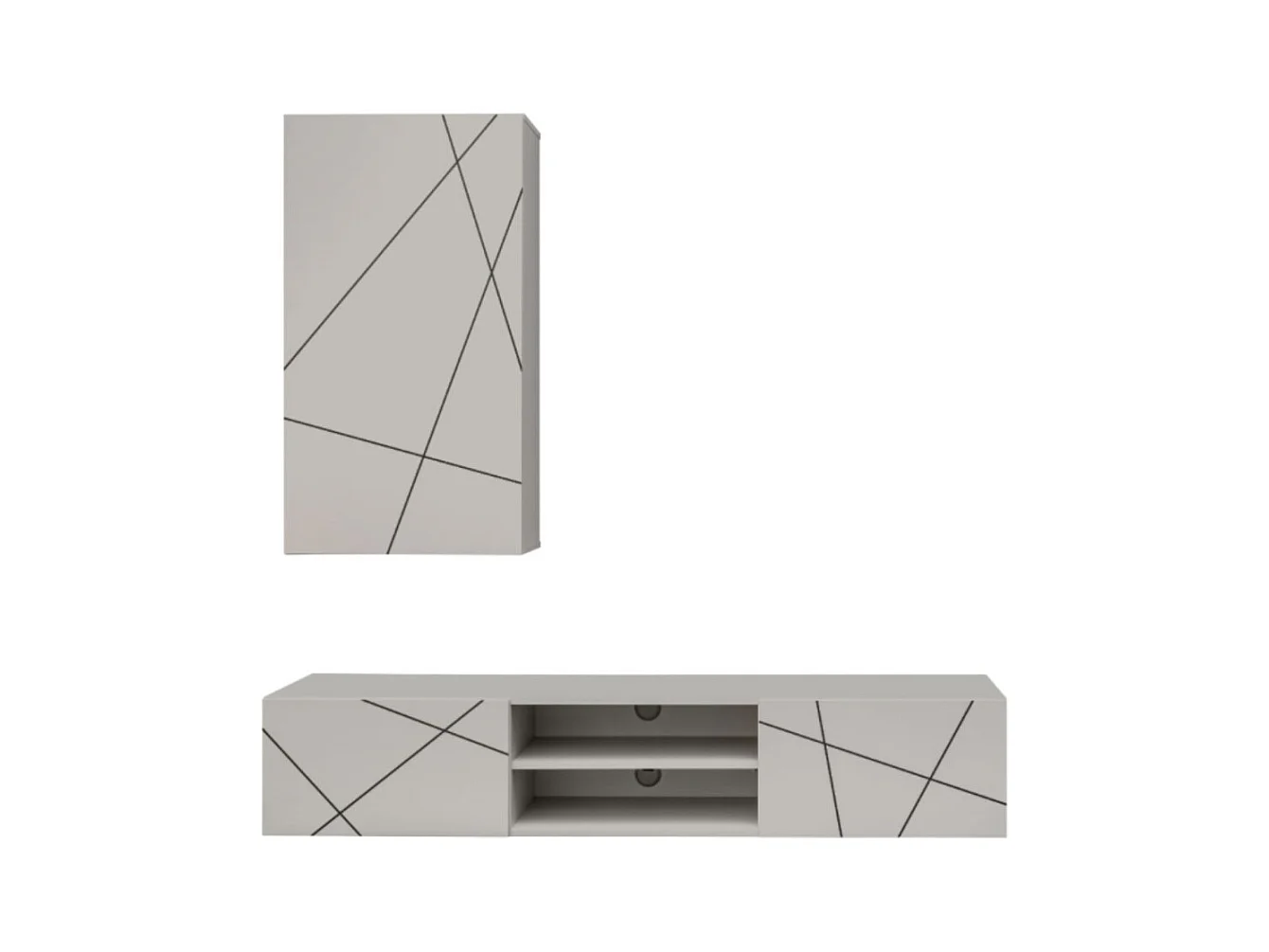 Composición mural DASH – Mueble para TV y caja mural – Acabado Cachemira