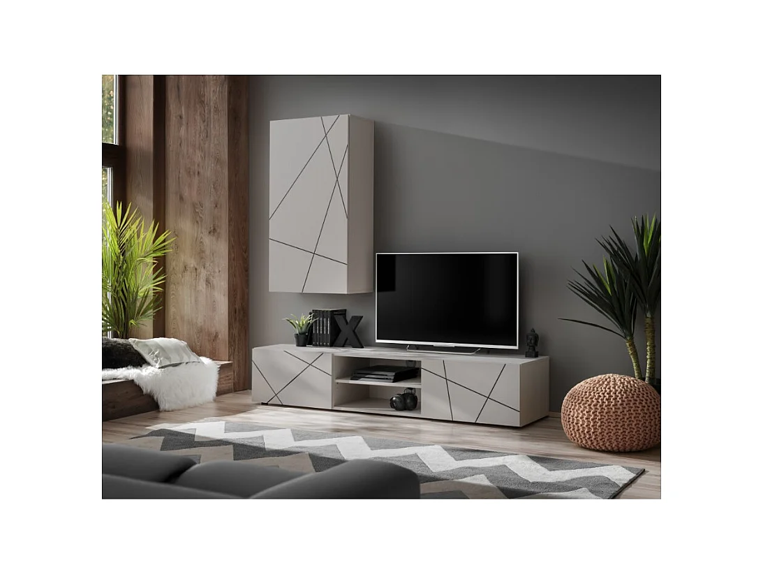 Composición mural DASH – Mueble para TV y caja mural – Acabado Cachemira