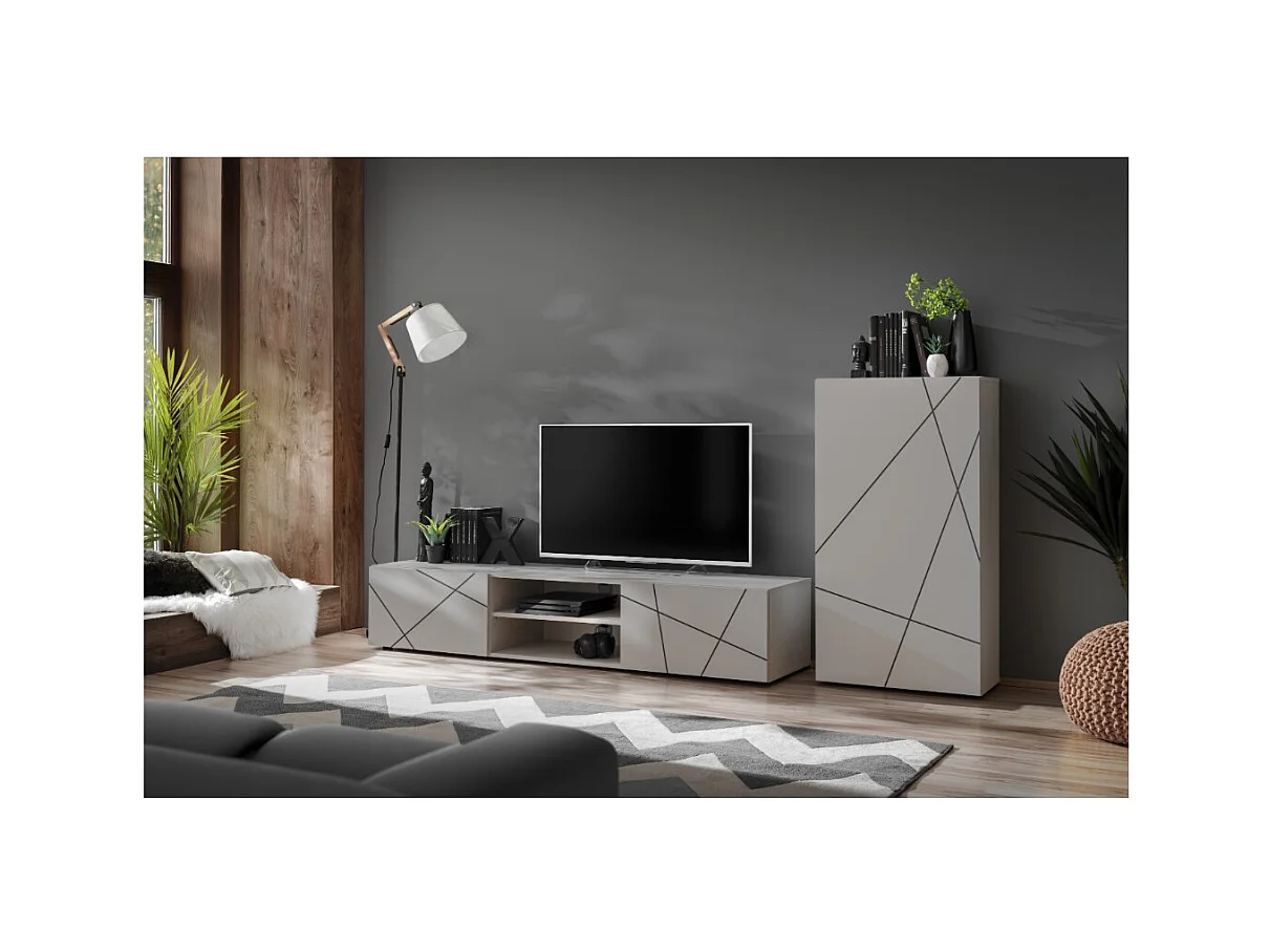 Composición mural DASH – Mueble para TV y caja mural – Acabado Cachemira