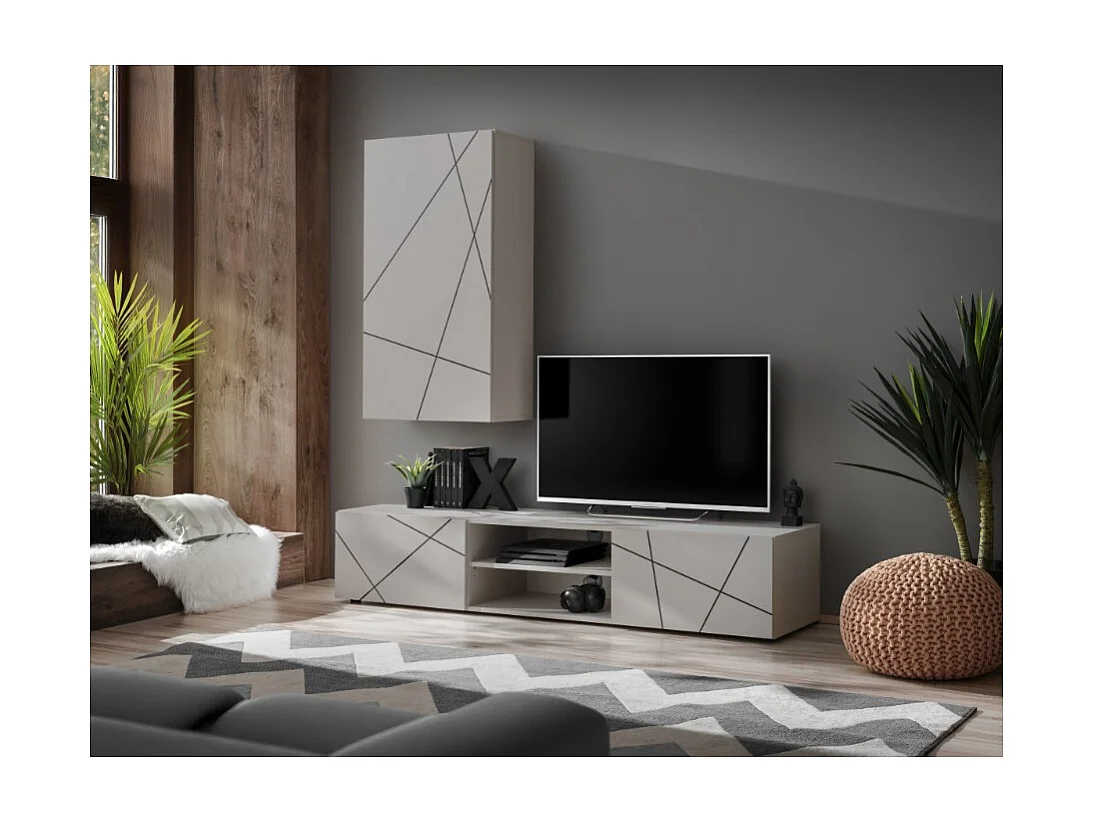 Composición mural DASH – Mueble para TV y caja mural – Acabado Cachemira