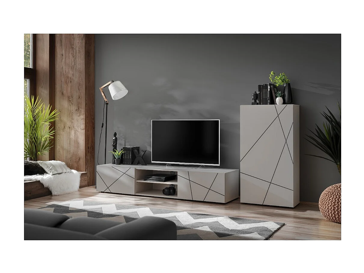 Composición mural DASH – Mueble para TV y caja mural – Acabado Cachemira