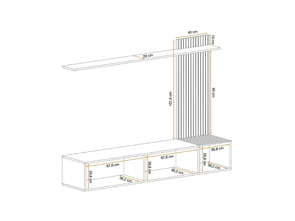 Composition murale LIPA – Meuble TV, étagère et panneau mural