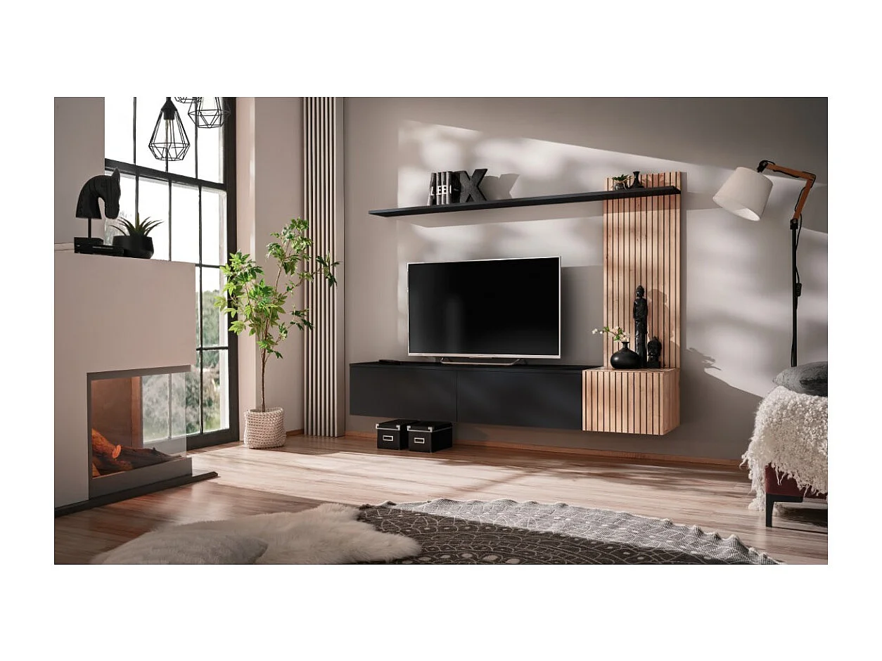 Composition murale LIPA – Meuble TV, étagère et panneau mural