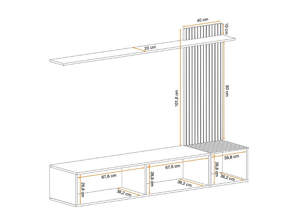 Composition murale LIPA – Meuble TV, étagère et panneau mural