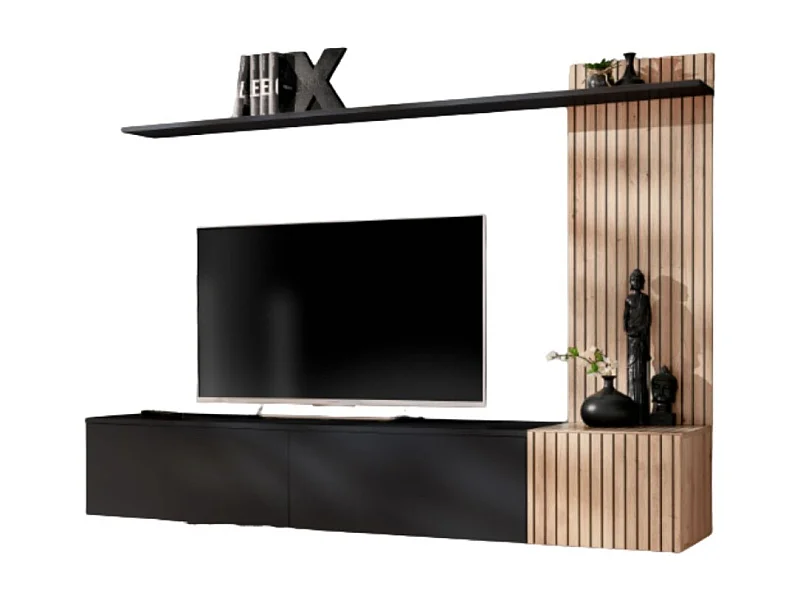 Composición mural LIPA – Mueble para TV, estantería y panel mural