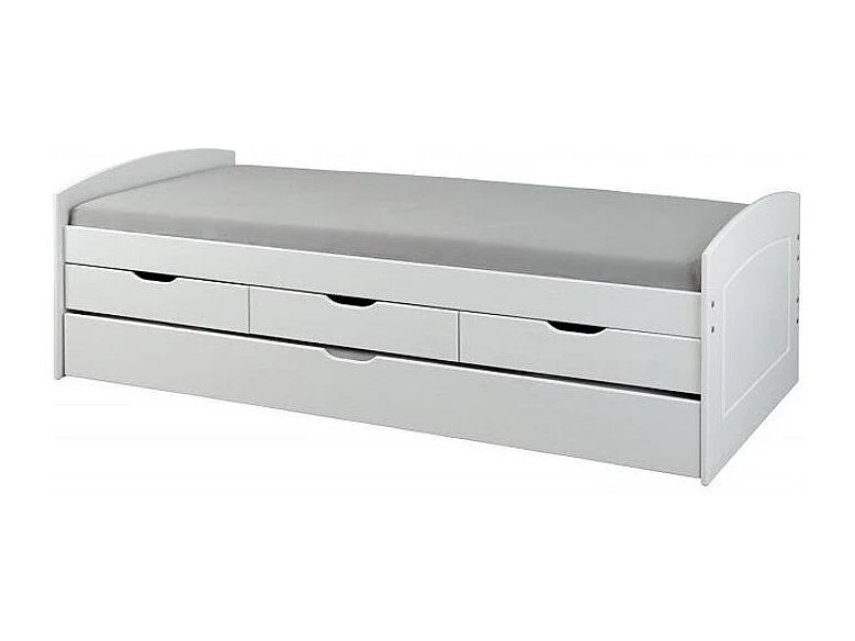 Lit Banquette en Bois 4 Tiroirs "Max" 90x200cm Blanc