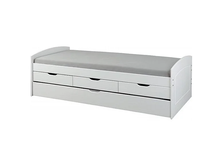 Lit Banquette en Bois 4 Tiroirs "Max" 90x200cm Blanc