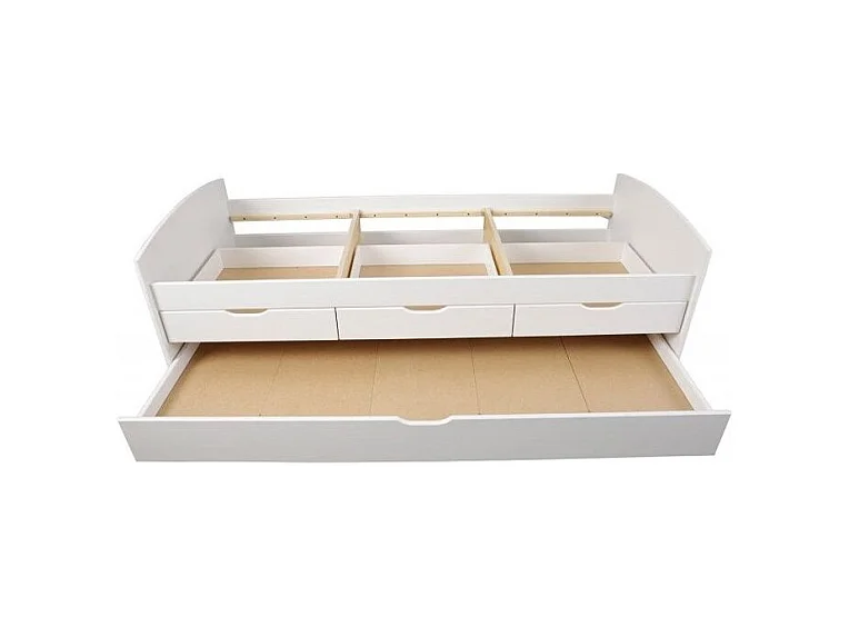 Lit Banquette en Bois 4 Tiroirs "Max" 90x200cm Blanc