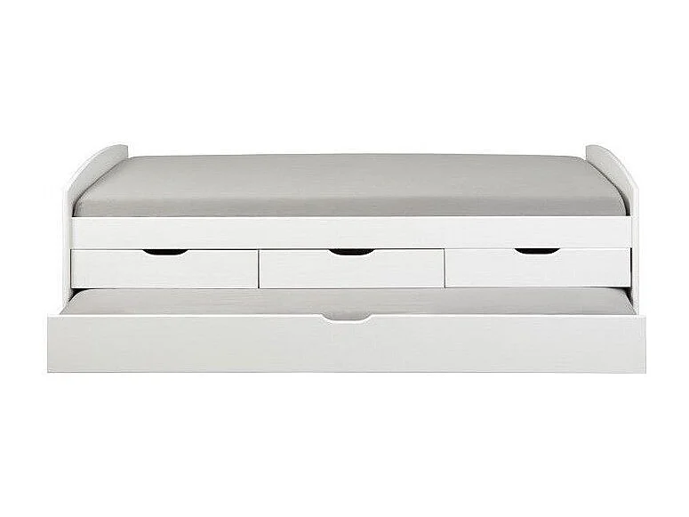 Lit Banquette en Bois 4 Tiroirs "Max" 90x200cm Blanc