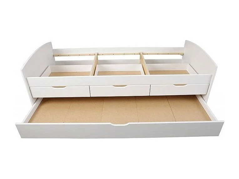 Lit Banquette en Bois 4 Tiroirs "Max" 90x200cm Blanc