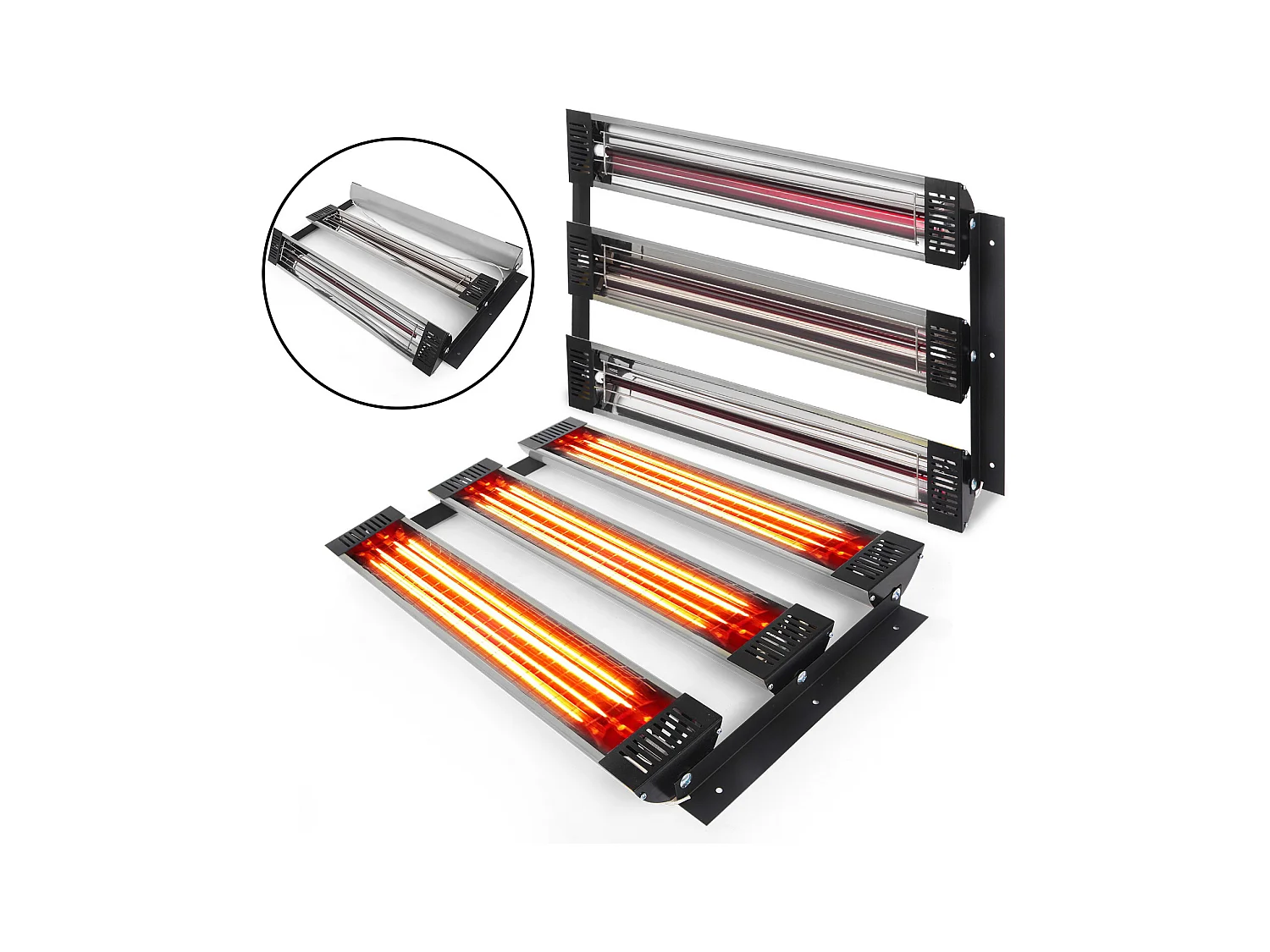 Lampe à Polymérisation SucceBuy Lampe Chauffante Infrarouge 2 Ensembles 3000W Cabine de Pulvérisation pour Peinture