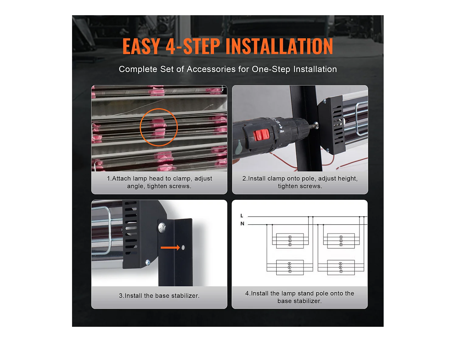 Lampe à Polymérisation SucceBuy 3x Radiateur de Séchage de Peinture Lampe Chauffante Infrarouge 3 kW