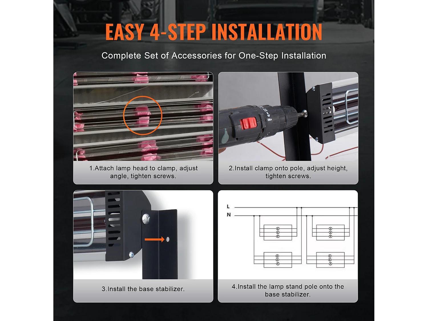 Lampe à Polymérisation SucceBuy 3x Radiateur de Séchage de Peinture Lampe Chauffante Infrarouge 3 kW