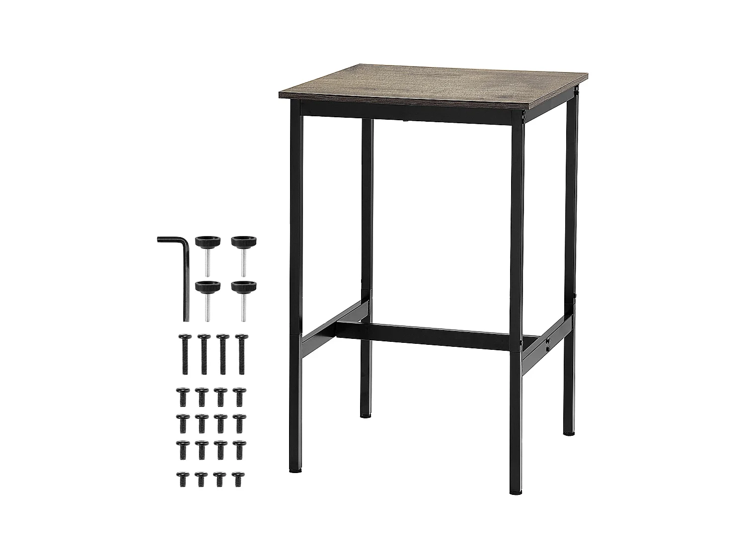 Bartisch SucceBuy, 61 x 61 x 91,4 cm, Hoher Pub-Tisch mit robustem Metallgestell, Schmaler und Langer Cocktail-Bartisch, für Küche, Wohnzimmer