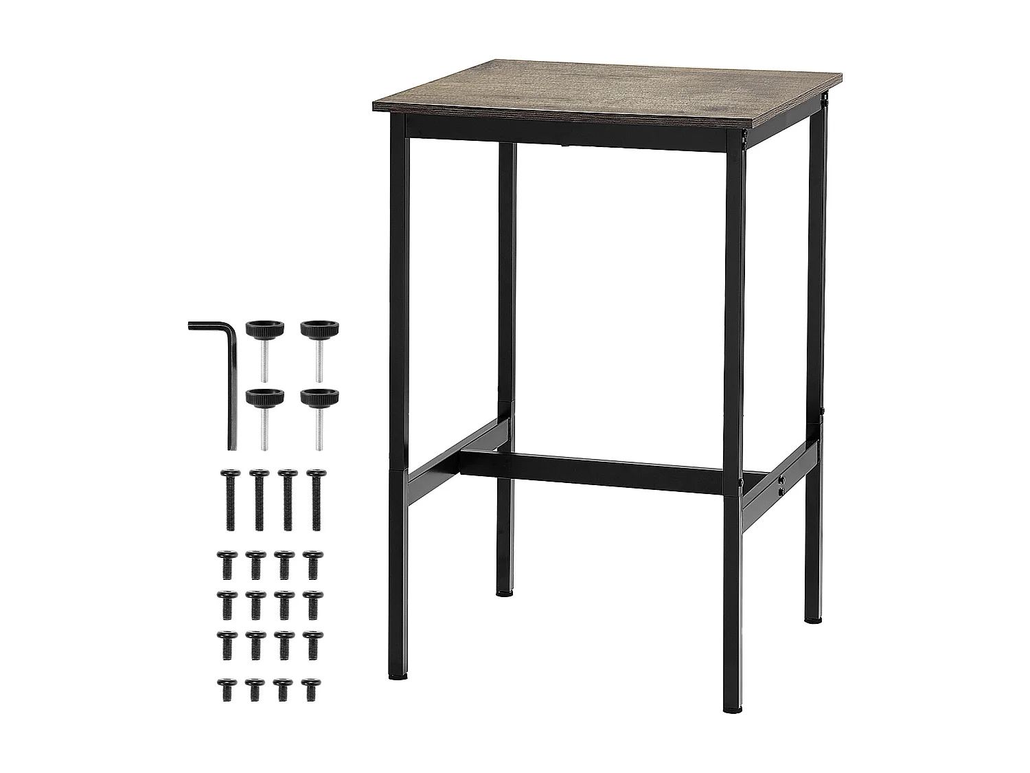 Table de Bar SucceBuy, 61 x 61 x 91,4 cm, Table de Pub Haute avec Cadre en Métal Robuste, Bureau Haut de Bar à Cocktails Étroit et Long, pour Cuisine, Salon