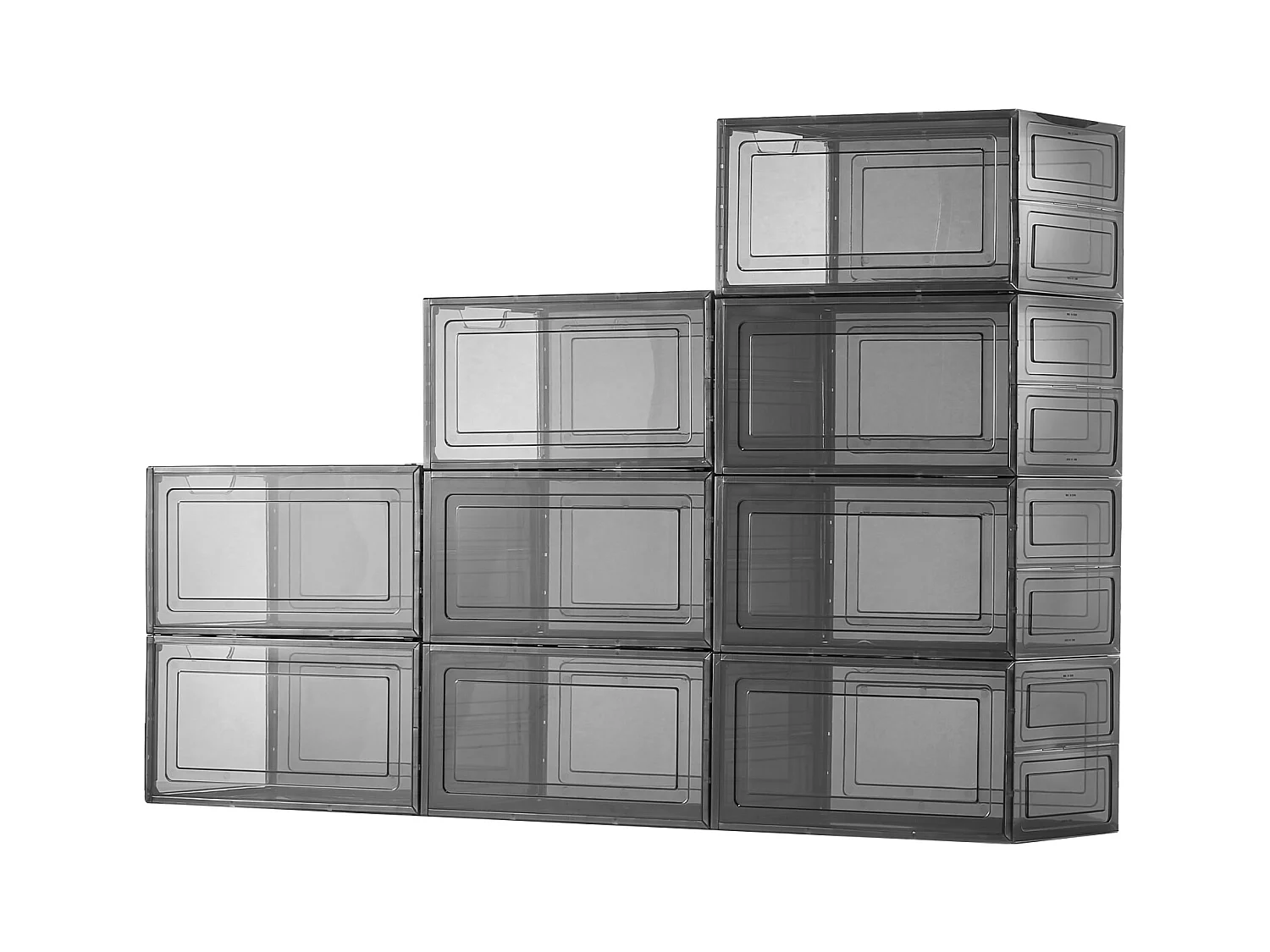 Boîtes à Chaussures Empilables SucceBuy, Lot de 9, Rangement Chaussures jusqu’à la Pointure US 13, en Plastique, pour Ranger Bottes, Noir Transparent