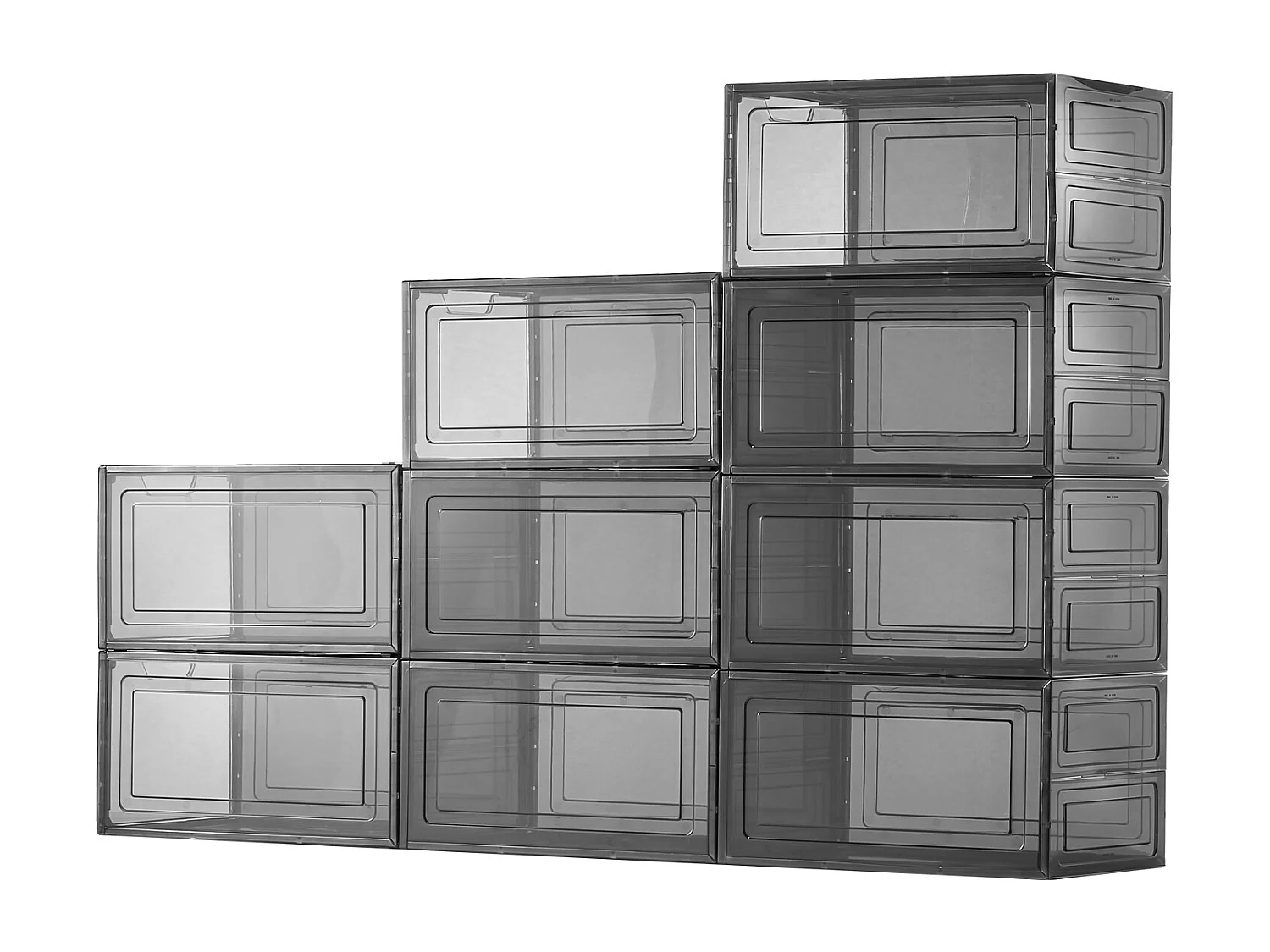 Scatole per Scarpe Impilabili SucceBuy, Set da 9, per Scarpe fino alla Taglia US 13, in Plastica, per Riporre Stivali, Nero Trasparente