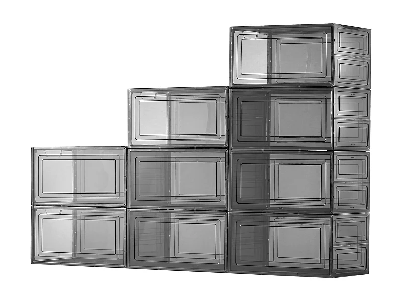 Scatole per Scarpe Impilabili SucceBuy, Set da 9, per Scarpe fino alla Taglia US 13, in Plastica, per Riporre Stivali, Nero Trasparente