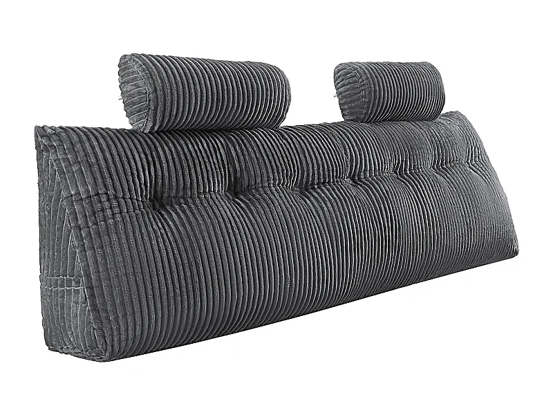 Coussin de Lecture SucceBuy, avec 2 Poches Latérales et 2 Appuis-tête, Oreiller en Flanelle Lavable, Soutien Dorsal pour Lire, se Reposer, Gris