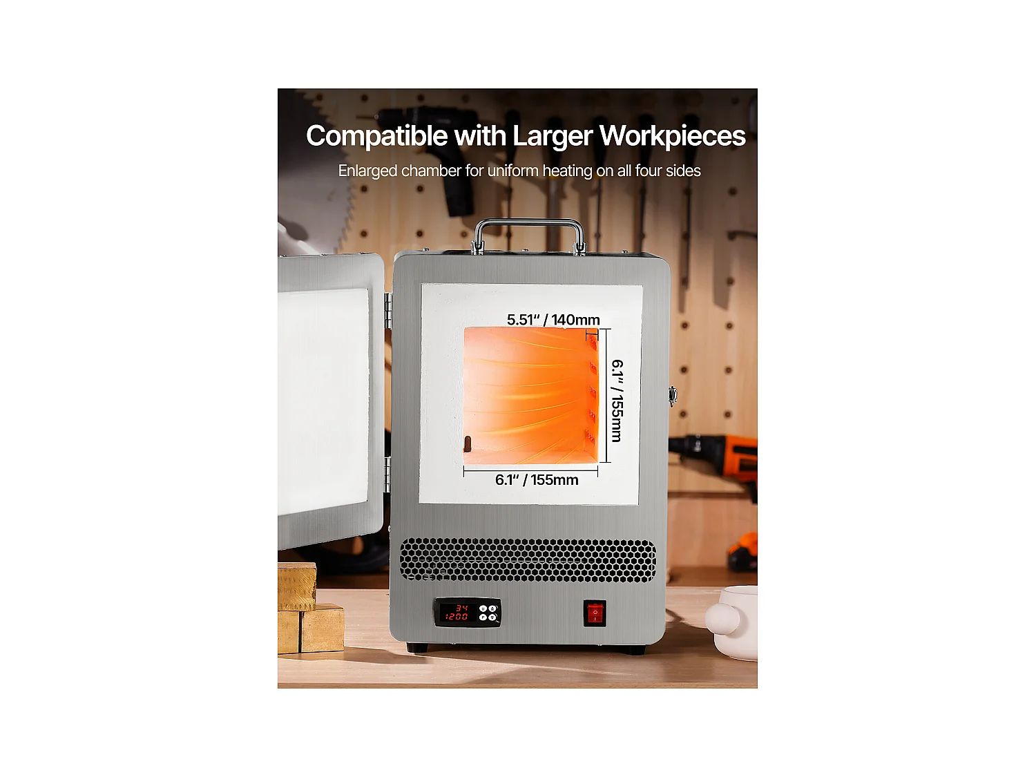 Four de Fusion de Table SucceBuy 1500 W, Four de Fusion d'Or Électrique en Acier Inoxydable, Température 1200 °C, pour Glaçage sur Poterie et Argent