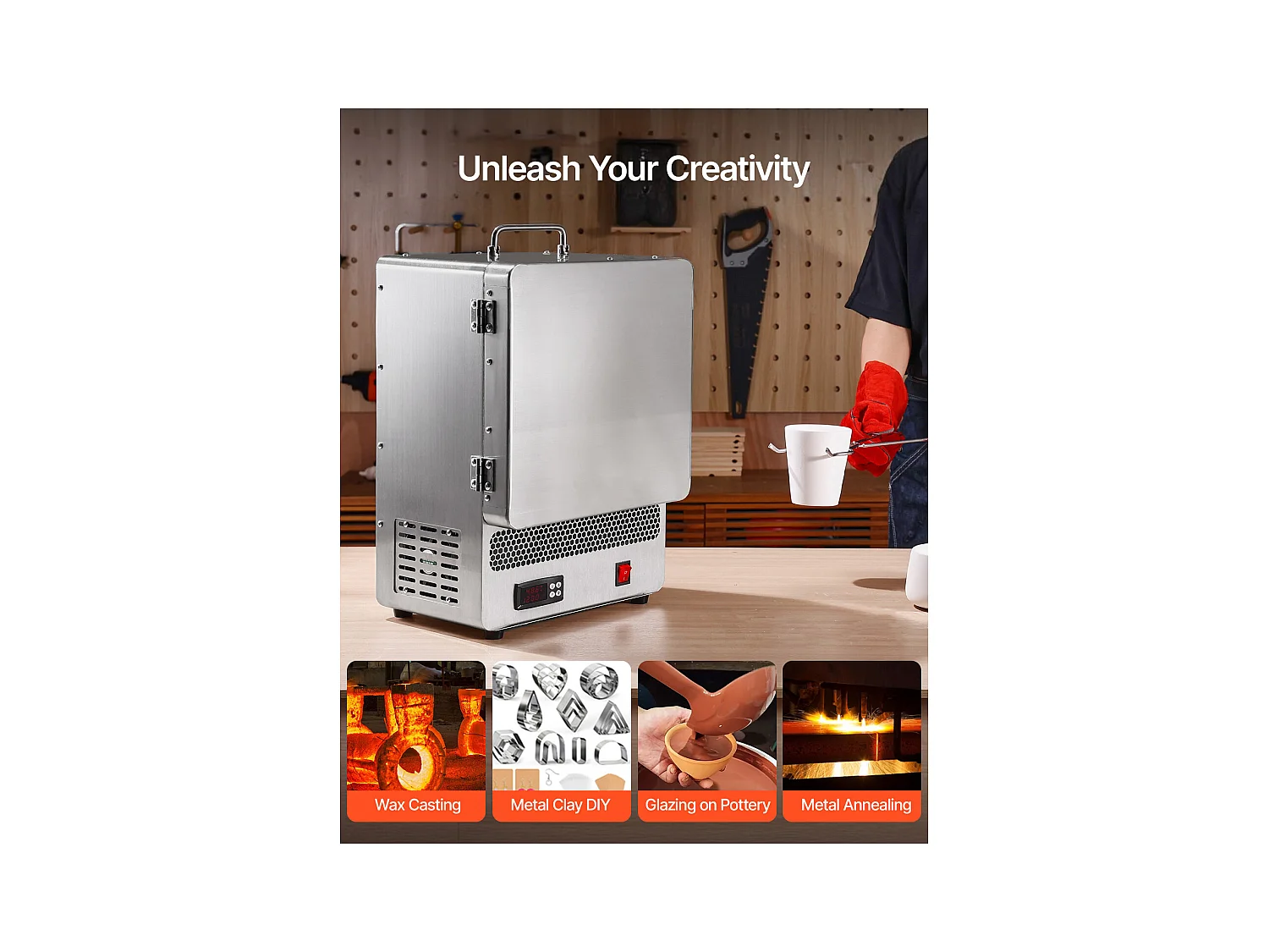 Four de Fusion de Table SucceBuy 1500 W, Four de Fusion d'Or Électrique en Acier Inoxydable, Température 1200 °C, pour Glaçage sur Poterie et Argent