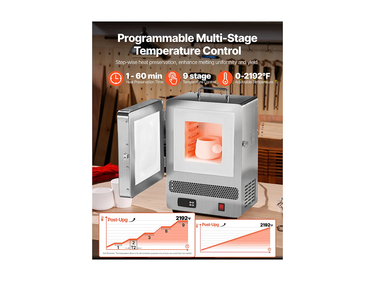 Four de Fusion de Table SucceBuy 1500 W, Four de Fusion d'Or Électrique en Acier Inoxydable, Température 1200 °C, pour Glaçage sur Poterie et Argent