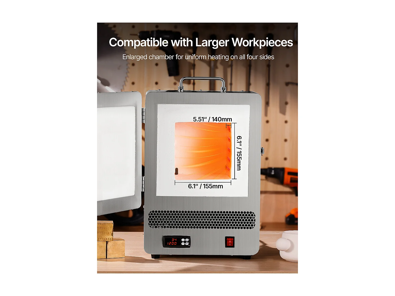 Four de Fusion de Table SucceBuy 1500 W, Four de Fusion d'Or Électrique en Acier Inoxydable, Température 1200 °C, pour Glaçage sur Poterie et Argent